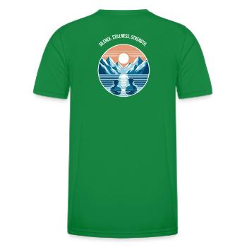 Bain de glace avec un panorama de montagne Régénération Bien-être - T-shirt sport Homme - vert - Dos - AI Model Male 178 dark (178cm)