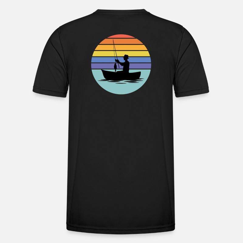 pêche, pêcheur, canne à pêche T-shirt sport Homme