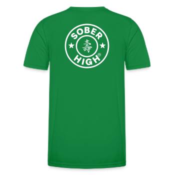 Vivre proprement. Sentir-vous défoncé. Soberhigh. - T-shirt sport Homme - vert - Dos - AI Model Male 178 dark (178cm)