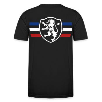 LOGO LION DESIGN BLAU WEISS ROT Frankreich - Männer Funktions-T-Shirt - Schwarz - Hinten - AI Model Male 178 dark (178cm)