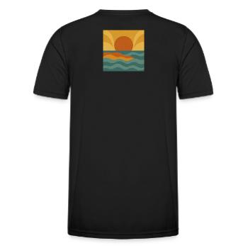 Sunset Flow – Retro Ocean Vibes - Männer Funktions-T-Shirt - Schwarz - Hinten - AI Model Male 178 dark (178cm)
