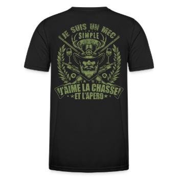 chasse - T-shirt sport Homme - noir - Dos - AI Model Male 178 dark (178cm)