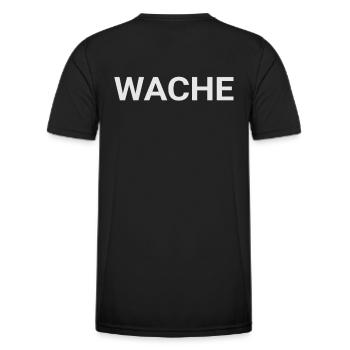 Wache - Rücken, Rückseite, hinten beschriftet - Männer Funktions-T-Shirt - Schwarz - Hinten - AI Model Male 178 dark (178cm)
