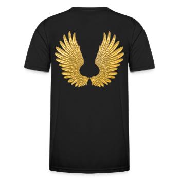 Flügel in Gold. Goldene Engelsflügel Flügel - Männer Funktions-T-Shirt - Schwarz - Hinten - AI Model Male 178 dark (178cm)