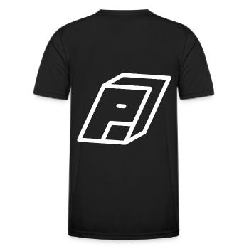 Lettre d’esquisse P - T-shirt sport Homme - noir - Dos - AI Model Male 178 dark (178cm)