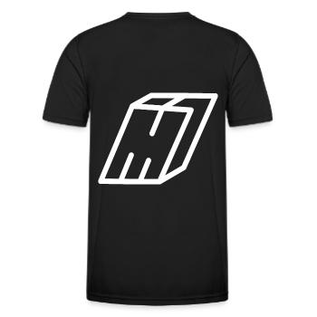 Lettre d’esquisse M - T-shirt sport Homme - noir - Dos - AI Model Male 178 dark (178cm)