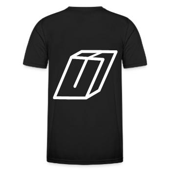 Lettre d’esquisse U - T-shirt sport Homme - noir - Dos - AI Model Male 178 dark (178cm)