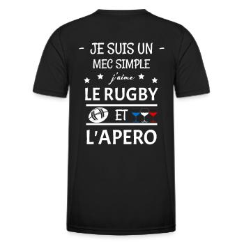 Rugby-Aperitif - Männer Funktions-T-Shirt - Schwarz - Hinten - AI Model Male 178 dark (178cm)