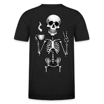 Coffee & Chill – Skelett-Style - Männer Funktions-T-Shirt - Schwarz - Hinten - AI Model Male 178 dark (178cm)