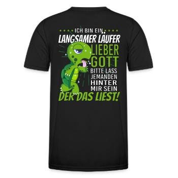 Langsamer Läufer Schildkröte laufen Joggen Lachen - Männer Funktions-T-Shirt - Schwarz - Hinten - AI Model Male 178 dark (178cm)
