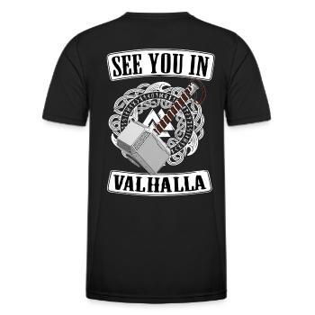 Viking Valhalla Runes Thor Hammer - Men's Functional T-Shirt - black - Back - AI Model Male 178 dark (178cm)