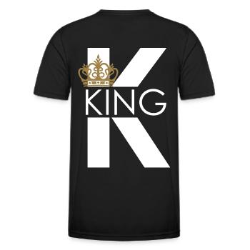 King King Queen Pärchenoutfit - Männer Funktions-T-Shirt - Schwarz - Hinten - AI Model Male 178 dark (178cm)