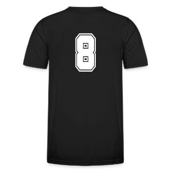 8 Rückennummer Collegestyle Football Fußball Zahl - Männer Funktions-T-Shirt - Schwarz - Hinten - AI Model Male 178 dark (178cm)