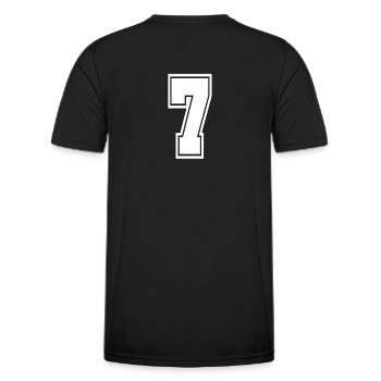 7 Rückennummer Collegestyle Football Fußball - Männer Funktions-T-Shirt - Schwarz - Hinten - AI Model Male 178 dark (178cm)