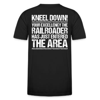 Cheminot Conducteur de train Cheminot - T-shirt sport Homme - noir - Dos - AI Model Male 178 dark (178cm)