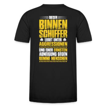 Binnenschiffer Binnenschifffahrt Binnenschiff - Männer Funktions-T-Shirt - Schwarz - Hinten - AI Model Male 178 dark (178cm)