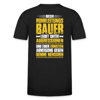 Rohrleitungsbauer Rohrleitungsbau Pipelayer - Männer Funktions-T-Shirt - Schwarz - Hinten - AI Model Male 178 dark (178cm)