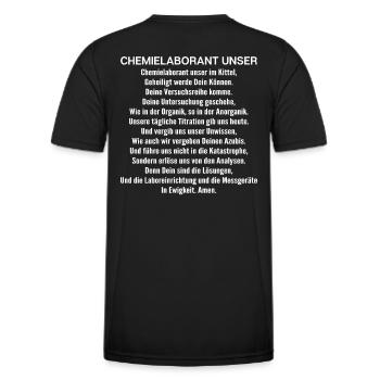 Technicien de laboratoire chimique Laboratoire de chimie Laboratoire de chimie - T-shirt sport Homme - noir - Dos - AI Model Male 178 dark (178cm)