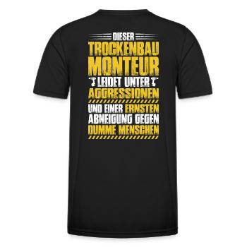 Trockenbaumonteur Trockenbau Drywaller - Männer Funktions-T-Shirt - Schwarz - Hinten - AI Model Male 178 dark (178cm)