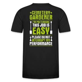 Friedhofsgärtner Jardinier du cimetière Friedhof - T-shirt sport Homme - noir - Dos - AI Model Male 178 dark (178cm)