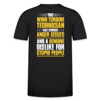 Servicetechniker Windenergieanlagen Windenergie - Männer Funktions-T-Shirt - Schwarz - Hinten - AI Model Male 178 dark (178cm)