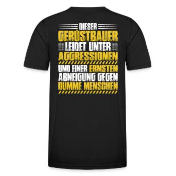 Gerüstbauer Gerüstbau Gerüstmonteur Scaffolder - Männer Funktions-T-Shirt - Schwarz - Hinten - AI Model Male 178 dark (178cm)