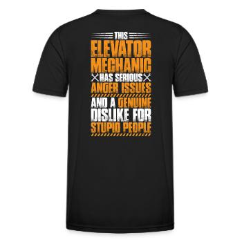Aufzugsmonteur Aufzugsmechaniker Elevator Mechanic - Männer Funktions-T-Shirt - Schwarz - Hinten - AI Model Male 178 dark (178cm)