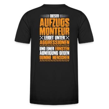 Aufzugsmonteur Aufzugsmechaniker Elevator Mechanic - Männer Funktions-T-Shirt - Schwarz - Hinten - AI Model Male 178 dark (178cm)