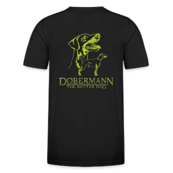 Dobermann TheBetterDog - Männer Funktions-T-Shirt - Schwarz - Hinten - AI Model Male 178 dark (178cm)