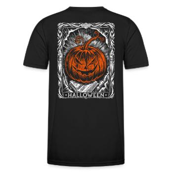 Halloween-Kürbis-Tarotkarte, Herbst - Männer Funktions-T-Shirt - Schwarz - Hinten - AI Model Male 178 dark (178cm)