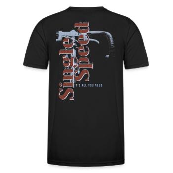 Single Speed Bike T-Shirt – Retro Design - Männer Funktions-T-Shirt - Schwarz - Hinten - AI Model Male 178 dark (178cm)