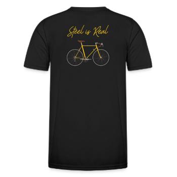 Single Speed Steel ist echt, Bike Fan, - Männer Funktions-T-Shirt - Schwarz - Hinten - AI Model Male 178 dark (178cm)
