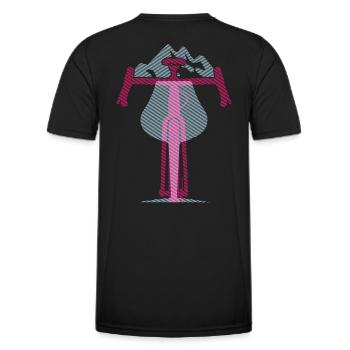 Minimalist Bike Design Mountains, Optical Effect - Men's Functional T-Shirt - black - Back - AI Model Male 178 dark (178cm)