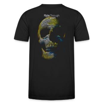 Visuell für Radfahrer - Totenkopf und Haken - Männer Funktions-T-Shirt - Schwarz - Hinten - AI Model Male 178 dark (178cm)