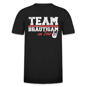 Team Bräutigam Junggesellenabschied - Männer Funktions-T-Shirt - Schwarz - Hinten - AI Model Male 178 dark (178cm)
