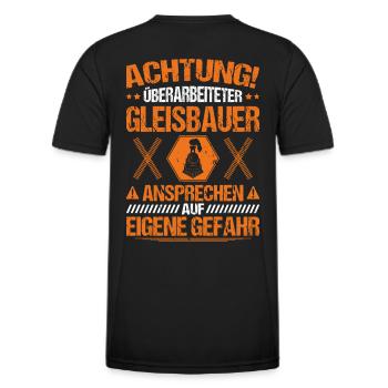 Gleisbauer Schienenarbeiter Gleisbau Geschenk - Männer Funktions-T-Shirt - Schwarz - Hinten - AI Model Male 178 dark (178cm)