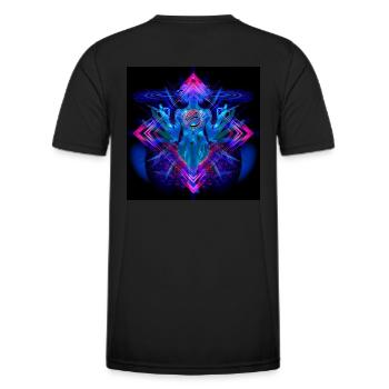 "Avalokiteśvara" Psytrance Goa Trance Style - T-shirt sport Homme - noir - Dos - AI Model Male 178 dark (178cm)