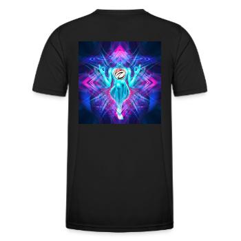 "Avalokiteśvara" Psytrance Goa Trance Style/Clair - T-shirt sport Homme - noir - Dos - AI Model Male 178 dark (178cm)
