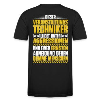 Veranstaltungstechniker Event Technician - Männer Funktions-T-Shirt - Schwarz - Hinten - AI Model Male 178 dark (178cm)
