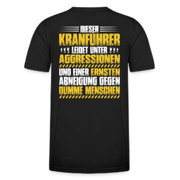 Kranführer Kranfahrer Kran Crane Operator Geschenk - Männer Funktions-T-Shirt - Schwarz - Hinten - AI Model Male 178 dark (178cm)