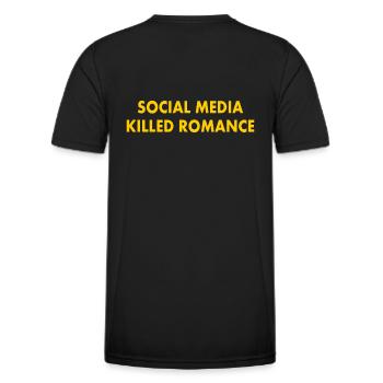social media killed romance - T-shirt sport Homme - noir - Dos - AI Model Male 178 dark (178cm)