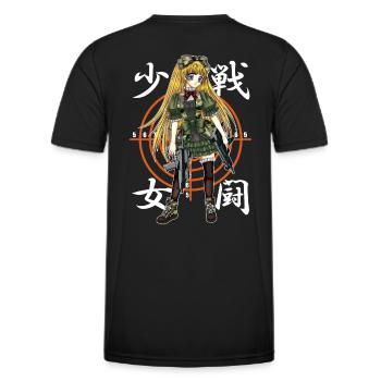 Sweet sniper in Manga style - Men's Functional T-Shirt - black - Back - AI Model Male 178 dark (178cm)