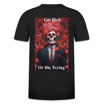 Devenir riche ou mourir en essayant - T-shirt sport Homme - noir - Dos - AI Model Male 178 dark (178cm)