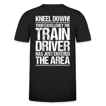 Train driver Locomotive driver Locomotive driver - Men's Functional T-Shirt - black - Back - AI Model Male 178 dark (178cm)