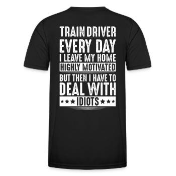 Train driver Locomotive driver Locomotive driver - Men's Functional T-Shirt - black - Back - AI Model Male 178 dark (178cm)