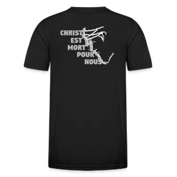 Christ Died for Us - English - Men's Functional T-Shirt - black - Back - AI Model Male 178 dark (178cm)