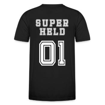 Superheld - Männer Funktions-T-Shirt - Schwarz - Hinten - AI Model Male 178 dark (178cm)