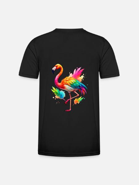Flamingo Pride Back - Männer Funktions-T-Shirt - Schwarz