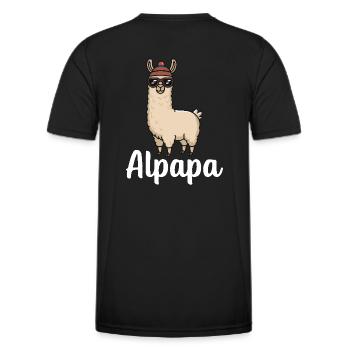 Llama Dad Alpaca Dad - Funny Llama Father's Day - Men's Functional T-Shirt - black - Back - AI Model Male 178 dark (178cm)
