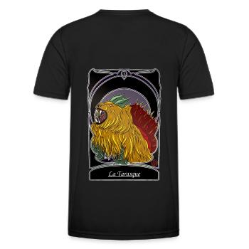 La Tarasque - folklore Provence Tarascon - Men's Functional T-Shirt - black - Back - AI Model Male 178 dark (178cm)